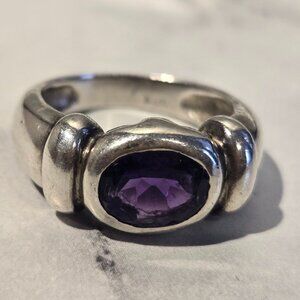 Chunky Sterling Silver 925 Amethyst Fancy Ring